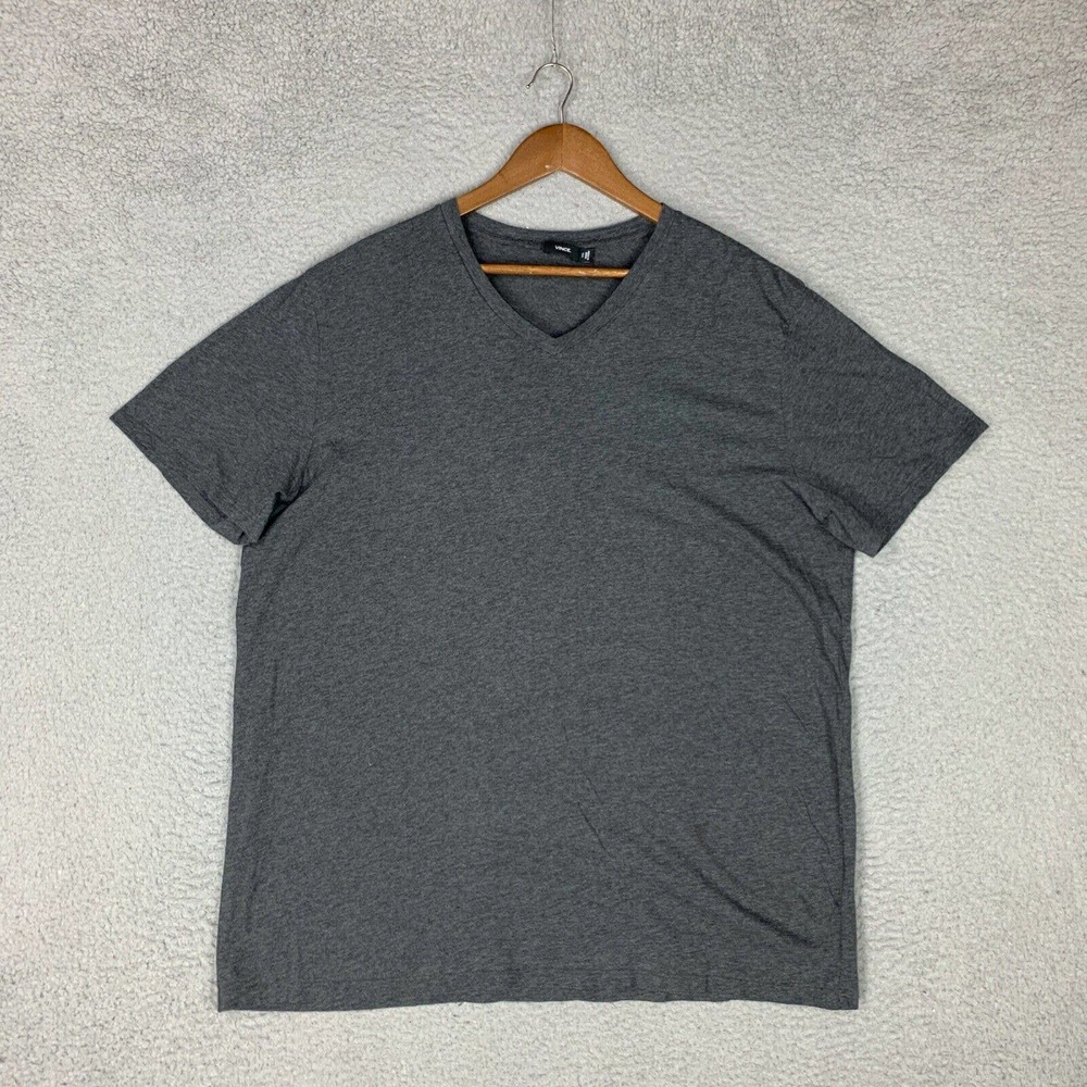 Vince Shirt Mens 2XL XXL Gray Short Sleeve Pima Cotton V-Neck Casual FLAW